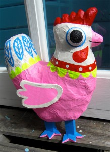 Papier mache hen